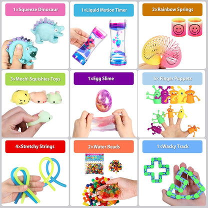 Ultimate 48-Pack Sensory Fidget Toy Bundle for Stress Relief - Perfect for Kids, Adults, Autistic & ADHD Support, Includes Squeeze Balls, Marble Mesh, & Wacky Track
