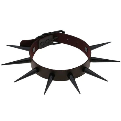 Rebel Spike Choker Necklace – Cyberpunk Leather Collar for Rave and Goth Styles
