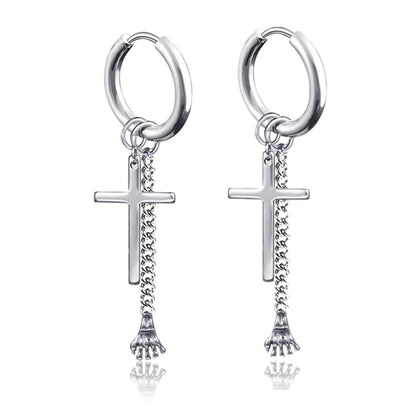 New Punk Stainless Steel Chain Hoop Earrings for Women Men 2021 Trendy Goth Pop Hip Hop Pendants Ear Jewelry Accessories Earring