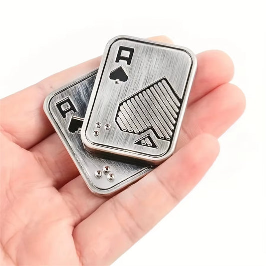 Metal Fidget Slider - Stress Relief Poker Push Card Toy for Office & Desk | Perfect Gift for Adults & Kids