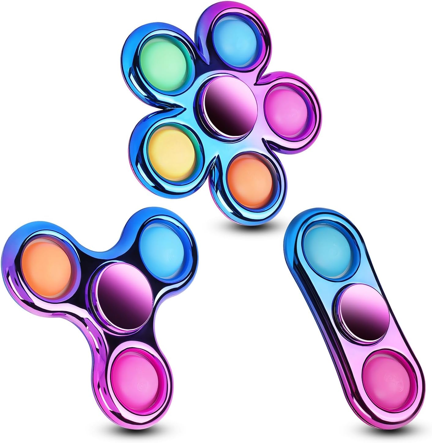 Stress Relief Fidget Toy 3-Pack - Pop Fidget Spinner for Kids & Adults, Perfect for Autism and ADHD Sensory Play