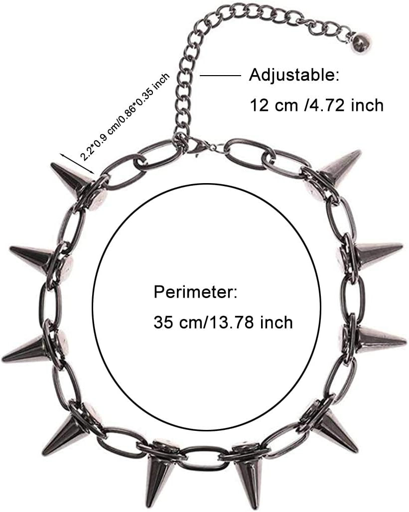 Spike Chokers for Women Choker Goth Necklaces Mens Chain Choker Collar Punk Streetwear Handmade Adjustable Vintage Rivet Jewelry