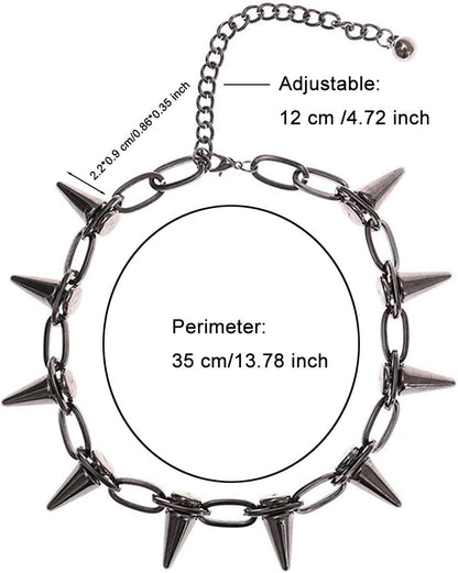 Spike Chokers for Women Choker Goth Necklaces Mens Chain Choker Collar Punk Streetwear Handmade Adjustable Vintage Rivet Jewelry