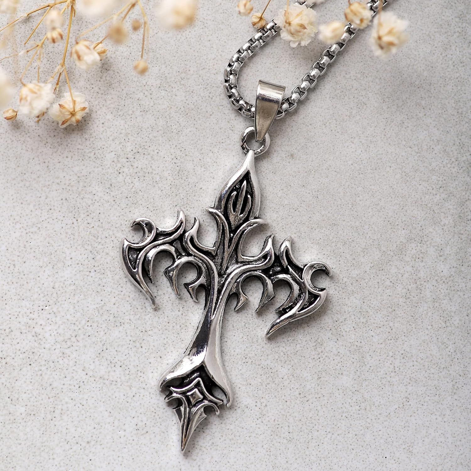 Gothic Cross Necklace, Goth Emo Punk Grunge Necklace, Costume Jewelry, Halloween Christmas Goth Jewelry Gift for Women