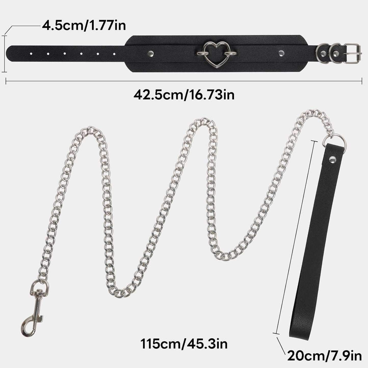 GIFTGRIN gothic leather choker necklace with punk style, featuring metal accents, suitable for fashion, rave, and Halloween cosplay.