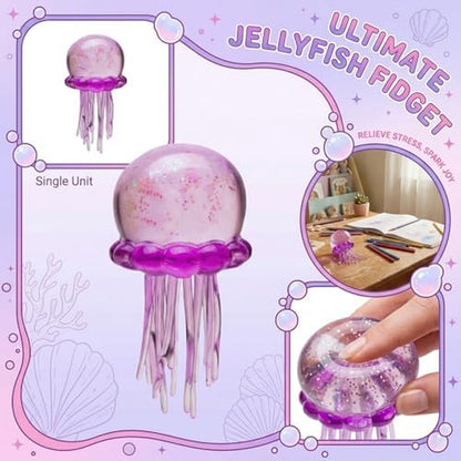 Nee Doh Jellyfish Stress Relief Squeeze Toy - Ultra Squishy & Moldable Malt Sugar Balls for Ultimate Sensory Fun (#Purple)