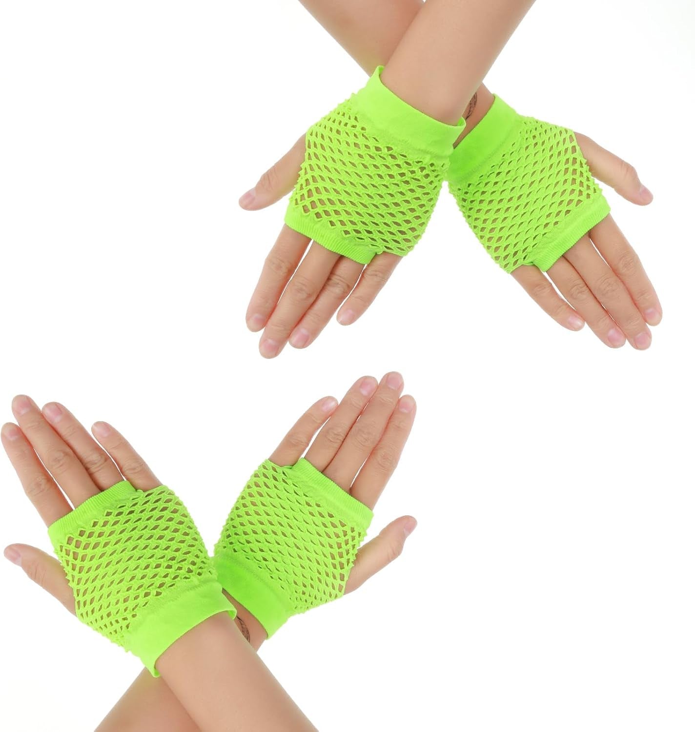2 Pairs Fishnet Gloves Fingerless 80S Short Fishnet Gloves Women Fish Net Glove Emo Goth 80S Scene Accessories