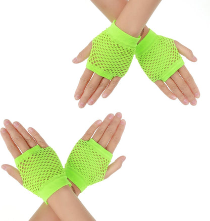 2 Pairs Fishnet Gloves Fingerless 80S Short Fishnet Gloves Women Fish Net Glove Emo Goth 80S Scene Accessories