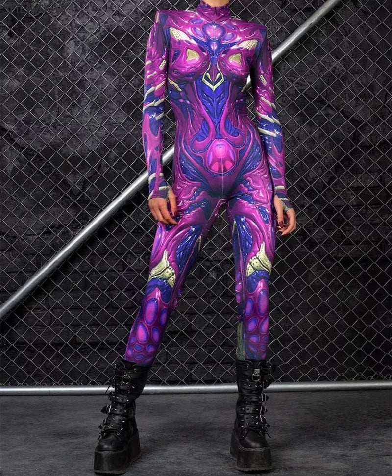 Sexy Halloween Muscle Cosplay Bodysuit for Women - High-Waisted Rave Outfit
