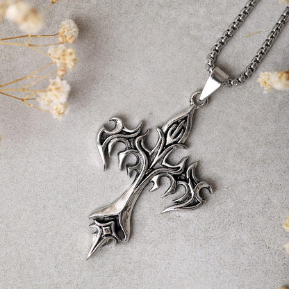 Gothic Cross Necklace, Goth Emo Punk Grunge Necklace, Costume Jewelry, Halloween Christmas Goth Jewelry Gift for Women