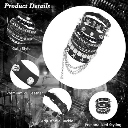 Emo Bracelets Punk Rock Studded Bracelet for Women Men Goth Leather Spiked Bracelets Emo Jewelry Accessories