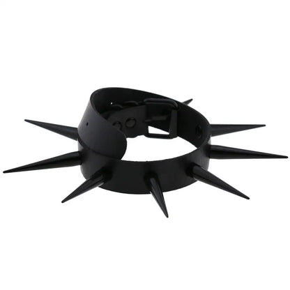 Rebel Spike Choker Necklace – Cyberpunk Leather Collar for Rave and Goth Styles