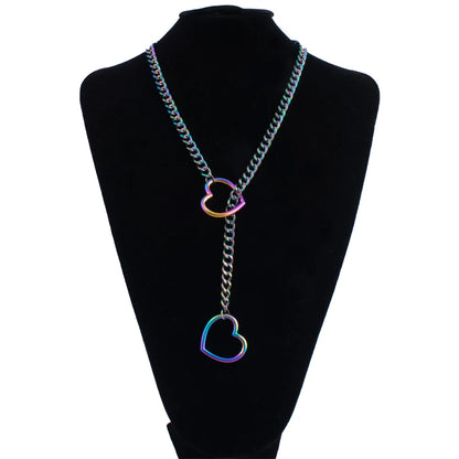 Stylish heart slip chain choker necklace by PressureDen.store featuring punk rock goth jewelry for women with a bold, edgy design.