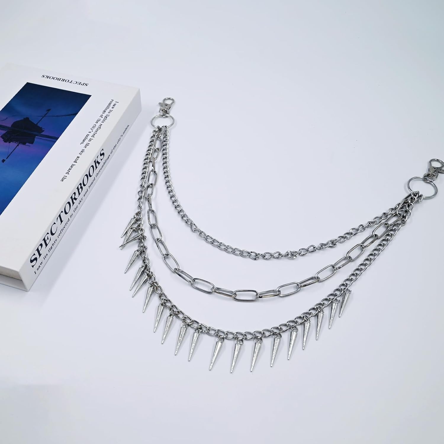 Hip Hop Punk Pants Chain Wallet Chain, Unisex Rivet Spike Jeans Pocket Chain Goth Belt Chain for Women Men Biker Rocker Pants Accessories