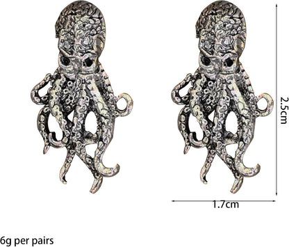 Vintage Gothic Octopus Dangle Earrings Studs for Women Punk Octopus Goth Animal Drop Dangling Earrings Halloween Christmas Party Jewelry