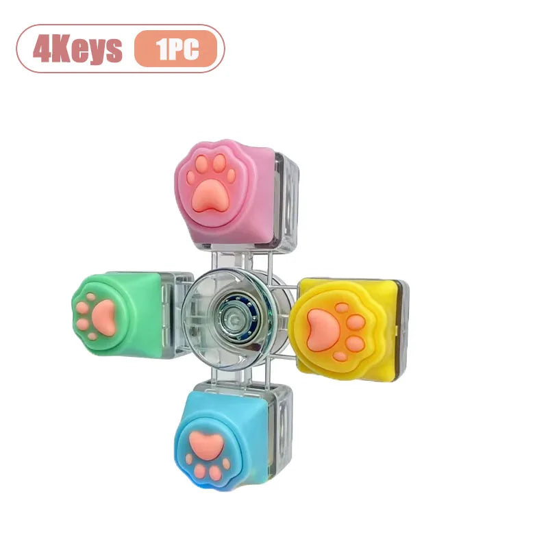 Cat Paw Clicker Keychain with LED Light - Stress Relief Fidget Toy for Anxiety - Portable and Fun!