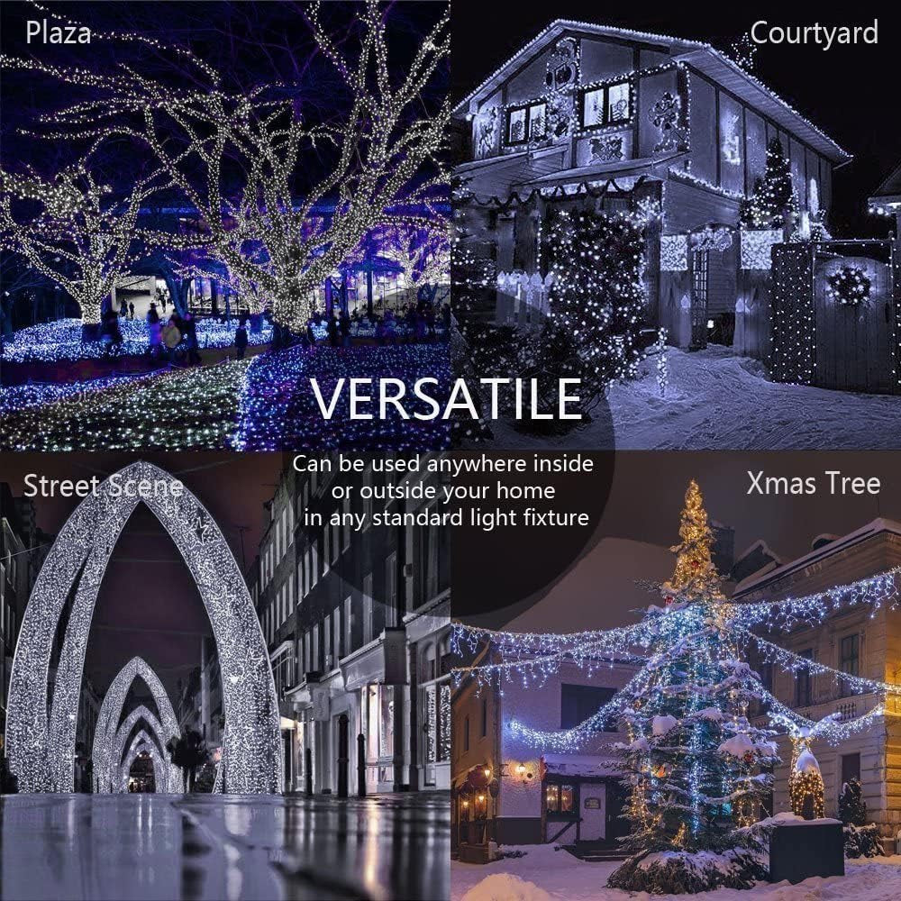 Black and White Christmas Decorations, Black Christmas Lights 33Ft 100 LED with Memory Function, 8 Modes Gothic String Lights for Tree, Goth Home, Indoor Outdoor