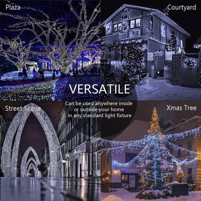 Black and White Christmas Decorations, Black Christmas Lights 33Ft 100 LED with Memory Function, 8 Modes Gothic String Lights for Tree, Goth Home, Indoor Outdoor