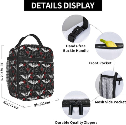 Goth Lunch Box for Women Kids Girls Men Insulated Lunch Bag Lunchbox Adults Lunch Tote Bags Reusable Cooler for Work Office School Picnic Travel