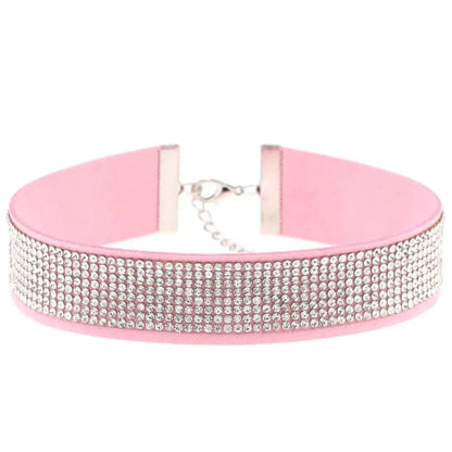 Trendy Harajuku crystal choker necklace with gothic PU leather collar, ideal for punk fashion enthusiasts.