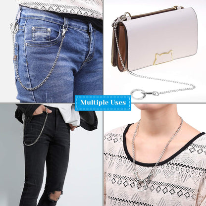 3Pcs Belt Chain, Pocket Chain, Chains for Wallet, Pants, Jeans, Goth Accessories for Eboy, Egirl, Men and Women