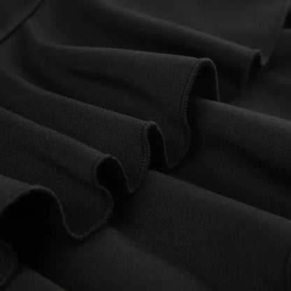 Black lace trim bow A-line mini skirt for women, trendy goth Y2K style, Korean streetwear fashion by PressureDen.store.