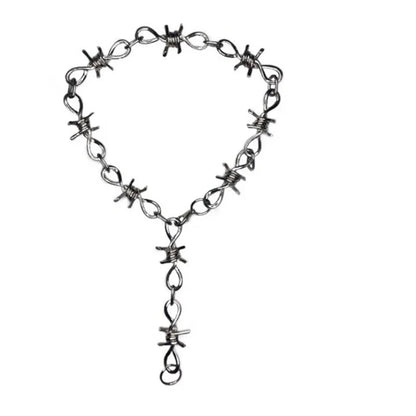 Vintage punk barbed wire choker necklace by PressureDen.store with edgy goth style and metal accents.