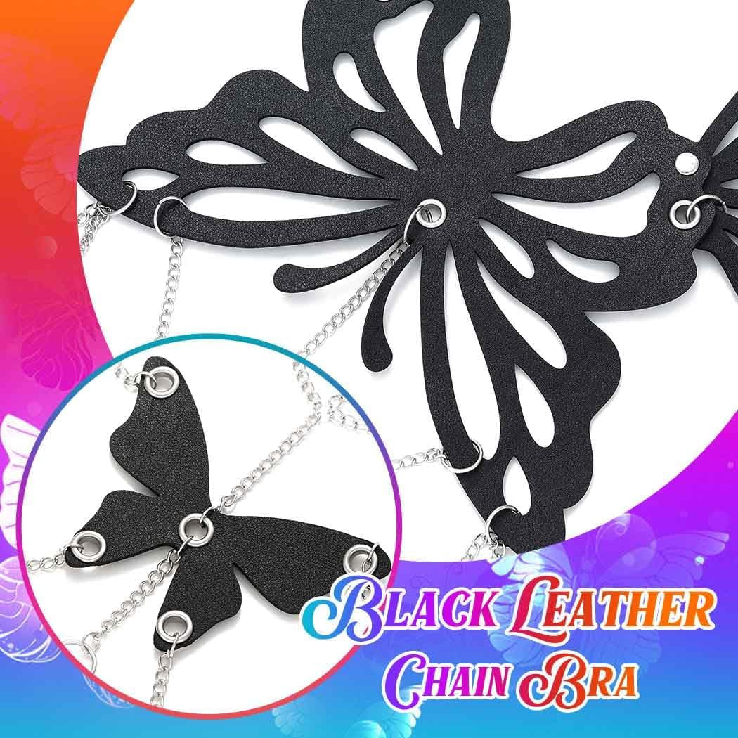 Black Chain Harness Leather Chest Chain Bra Goth Body Chain Jewelry for Women