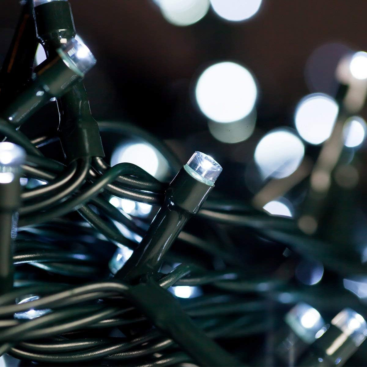 Black and White Christmas Decorations, Black Christmas Lights 33Ft 100 LED with Memory Function, 8 Modes Gothic String Lights for Tree, Goth Home, Indoor Outdoor
