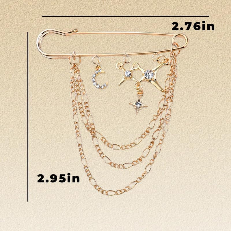 Y2K Chain Brooch Pins for Women Silver Gold Tassel Pin for Coat Collar Brooch Pin Y2K Punk Shoes Clothing Accessories