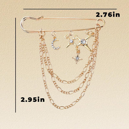 Y2K Chain Brooch Pins for Women Silver Gold Tassel Pin for Coat Collar Brooch Pin Y2K Punk Shoes Clothing Accessories
