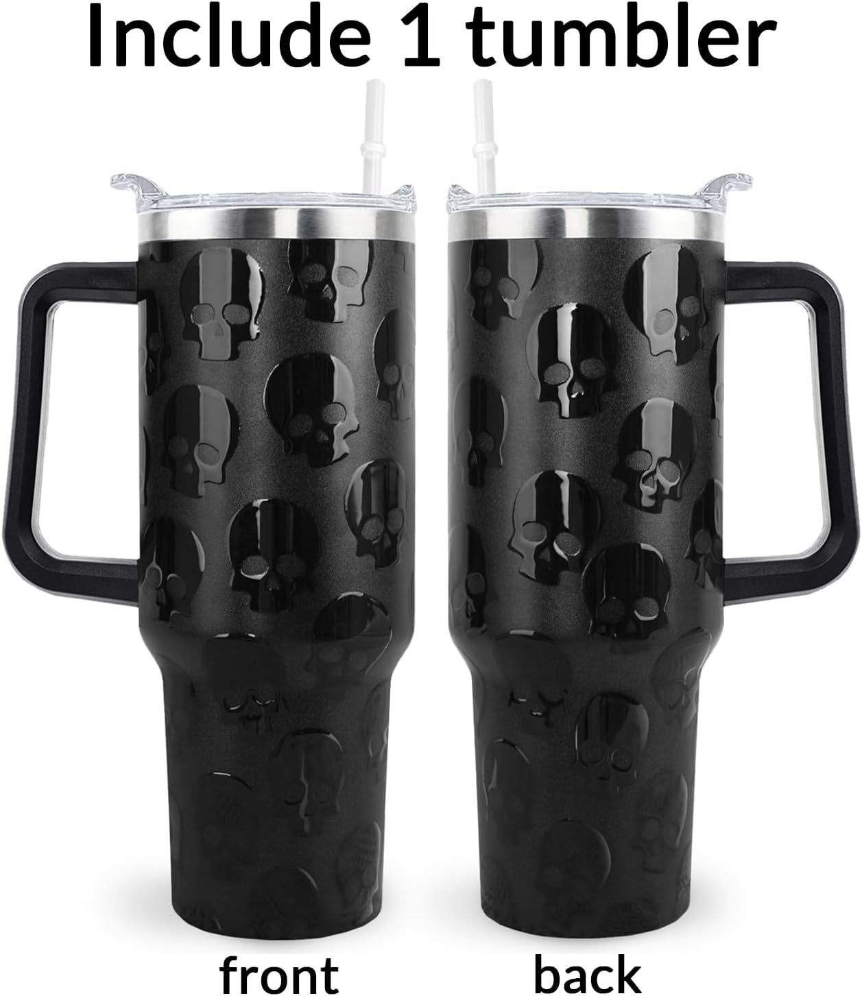 Goth Gifts Goth Tumbler Halloween Tumbler 40 Oz 3D-Printed Skull Gifts Cup for Women Men Spooky Skeleton Travel Mug with Handle Lid and Straw