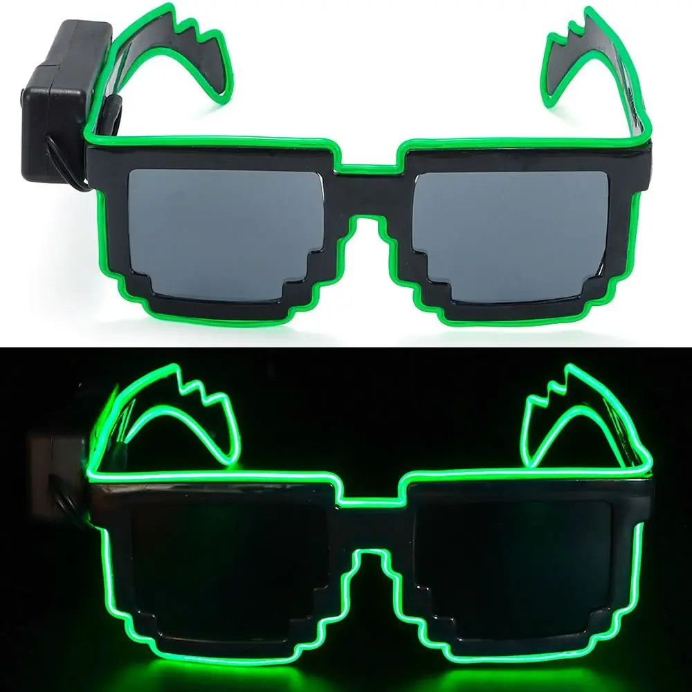 Mosaic LED Glow-in-the-Dark Glasses - Perfect for Rave Parties & Neon Christmas Fun!