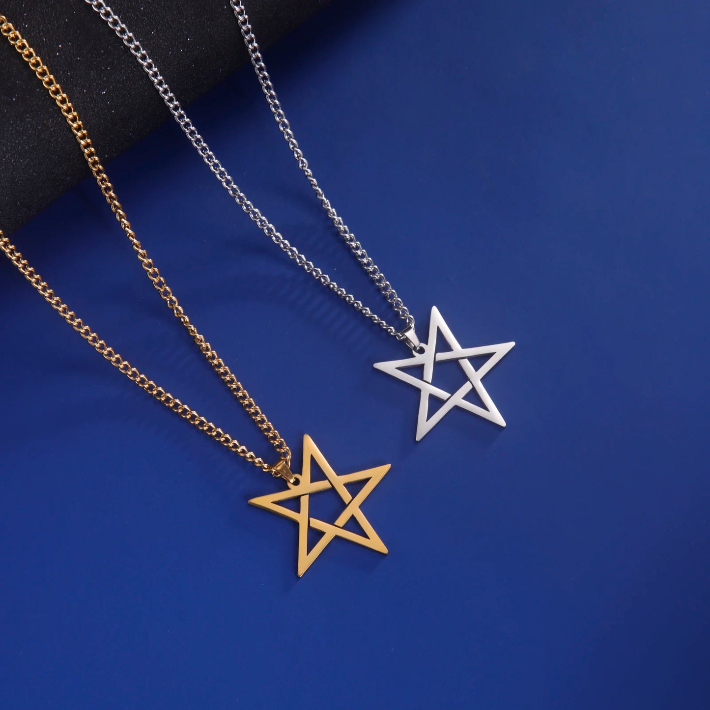 Inverted Pentagram Satanic Necklace for Men Boy Stainless Steel Long Neck Chain Goth Gothic Occult Wicca Pentacle Jewelry