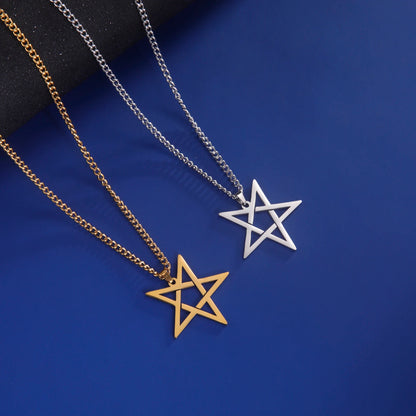 Inverted Pentagram Satanic Necklace for Men Boy Stainless Steel Long Neck Chain Goth Gothic Occult Wicca Pentacle Jewelry