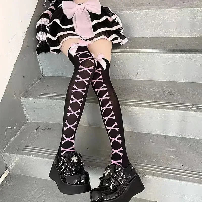 Gothic Big Spider Silk Stockings - Vintage Dark Fishnet Pantyhose for Emo & Alternative Styles