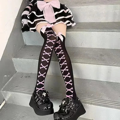 Gothic Big Spider Silk Stockings - Vintage Dark Fishnet Pantyhose for Emo & Alternative Styles
