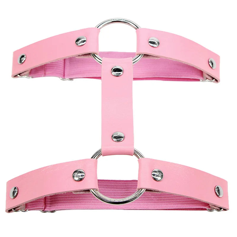 Women Sexy Leather Thigh Garter Belt Pu Punk Elastic Harness Leg Strap Goth Stocking Leglet Belt Garters Suspender for Girl