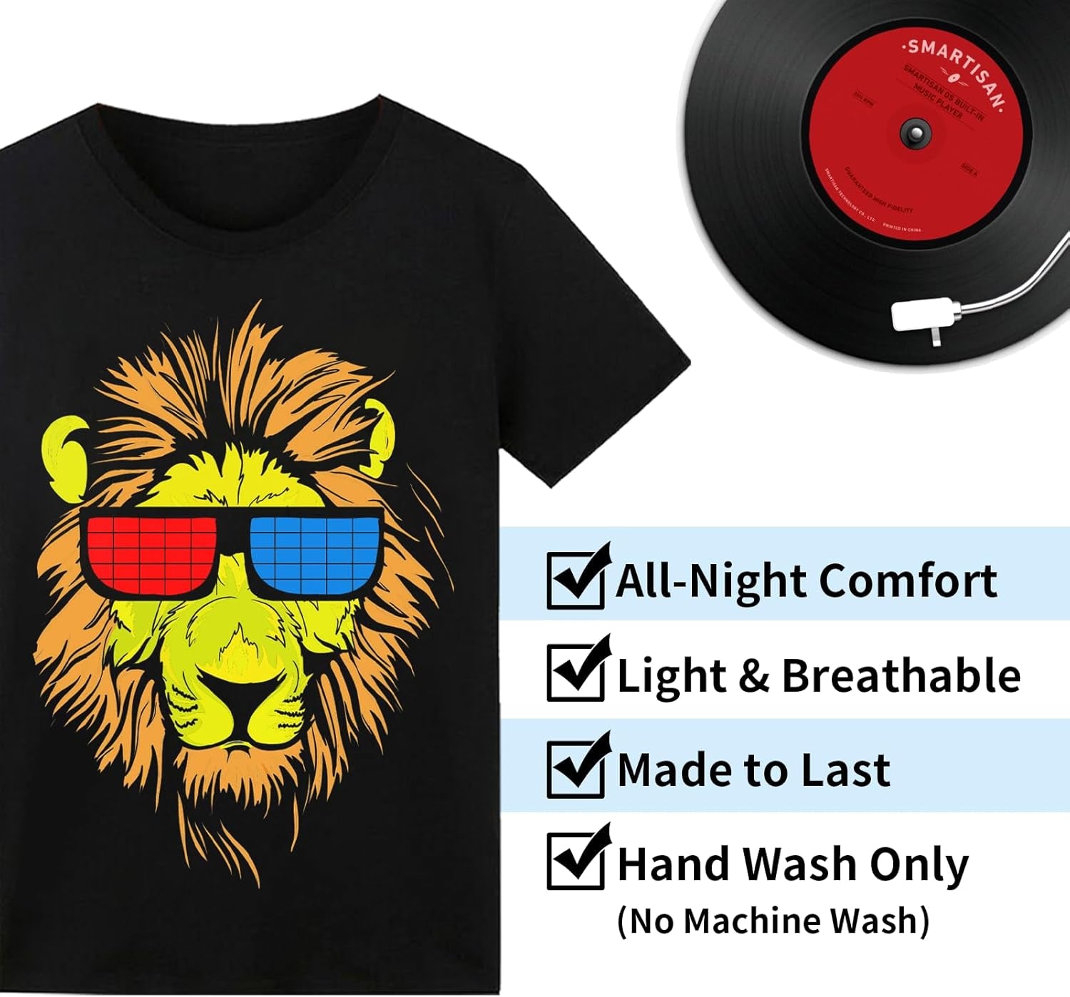 Glow in the Dark Sound-Activated LED T-Shirt for Men - Perfect for Raves, Parties, Concerts, and Halloween Events!