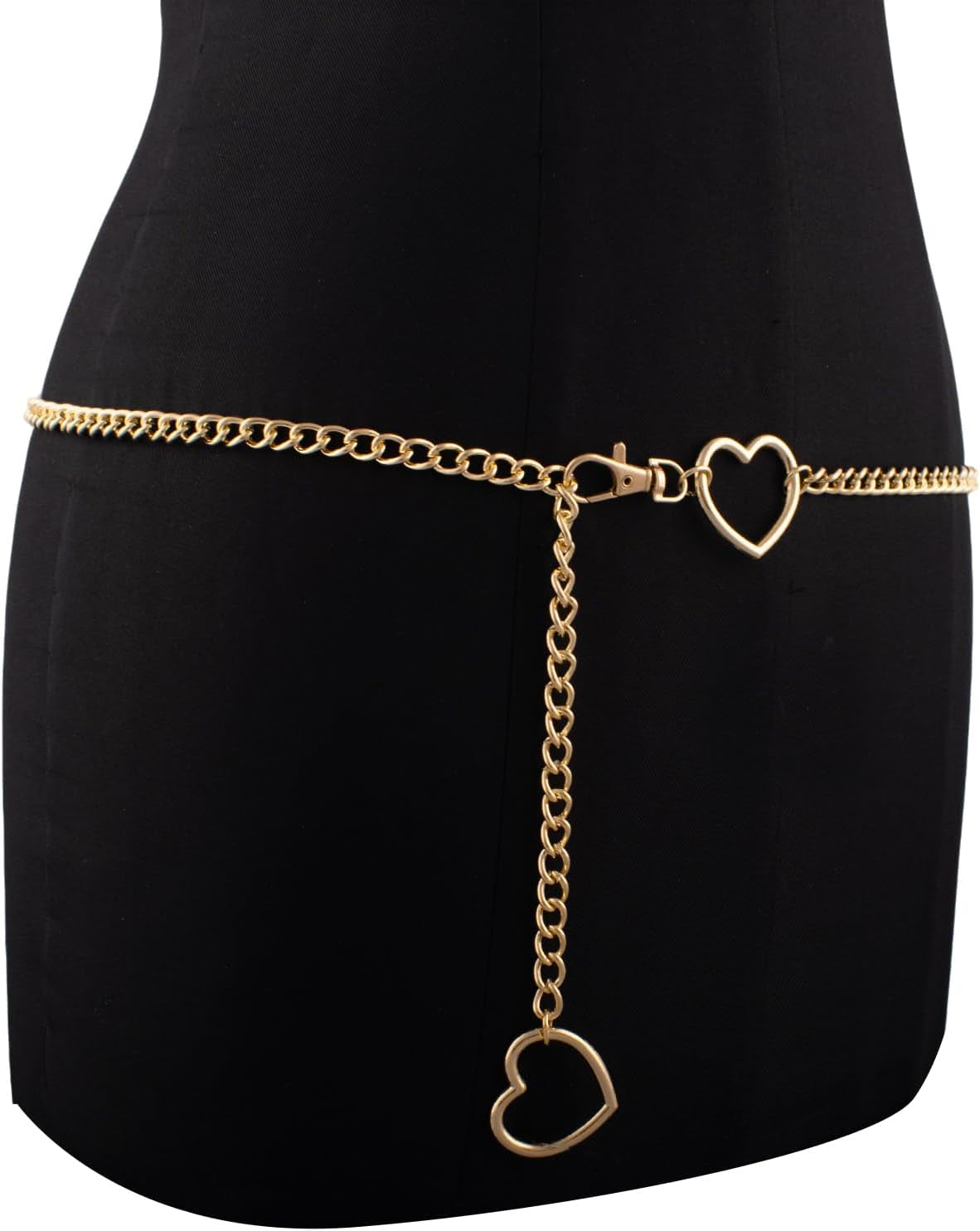 Vintage heart waist chain by FNQUFUJ, adjustable body jewelry draped around the waist for dresses and jeans, featuring a charming heart pendant.