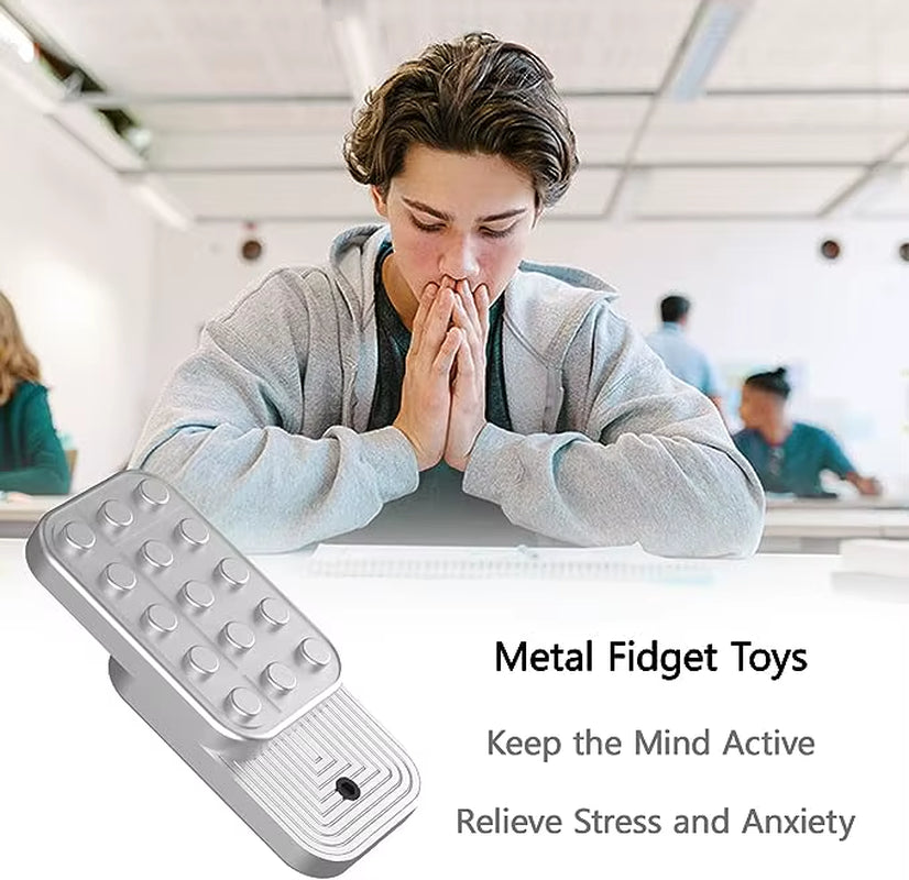 Premium Metal EDC Fidget Slider - Magnetic Haptic Push Block for Stress Relief and Focus, Perfect for Adults with ADHD and Autism