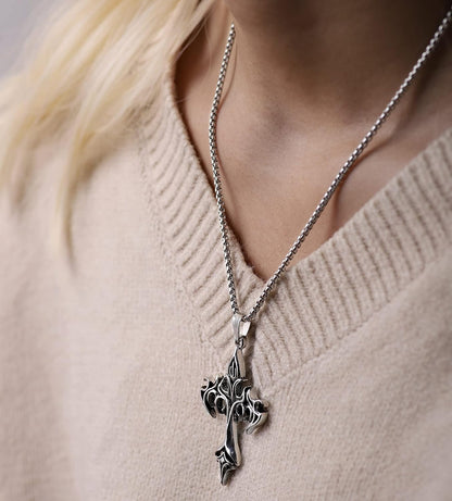 Gothic Cross Necklace, Goth Emo Punk Grunge Necklace, Costume Jewelry, Halloween Christmas Goth Jewelry Gift for Women