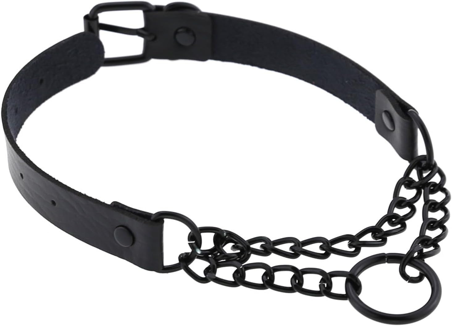 Black Gothic Leash and Collar Set, Leather Chain Necklace Punk Rock Body Chain Belt Fashion Jewelry for Halloween