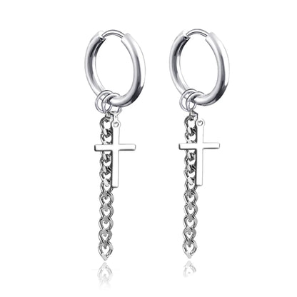 New Punk Stainless Steel Chain Hoop Earrings for Women Men 2021 Trendy Goth Pop Hip Hop Pendants Ear Jewelry Accessories Earring