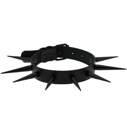 Rebel Spike Choker Necklace – Cyberpunk Leather Collar for Rave and Goth Styles