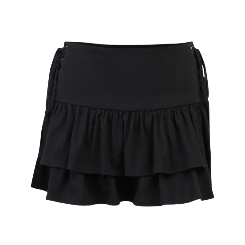 Black and white Y2K goth plaid pleated mini skirt for women, high-waisted, kawaii Harajuku summer streetwear style.
