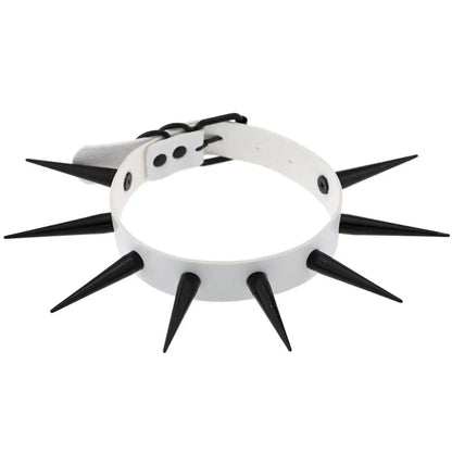 Rebel Spike Choker Necklace – Cyberpunk Leather Collar for Rave and Goth Styles