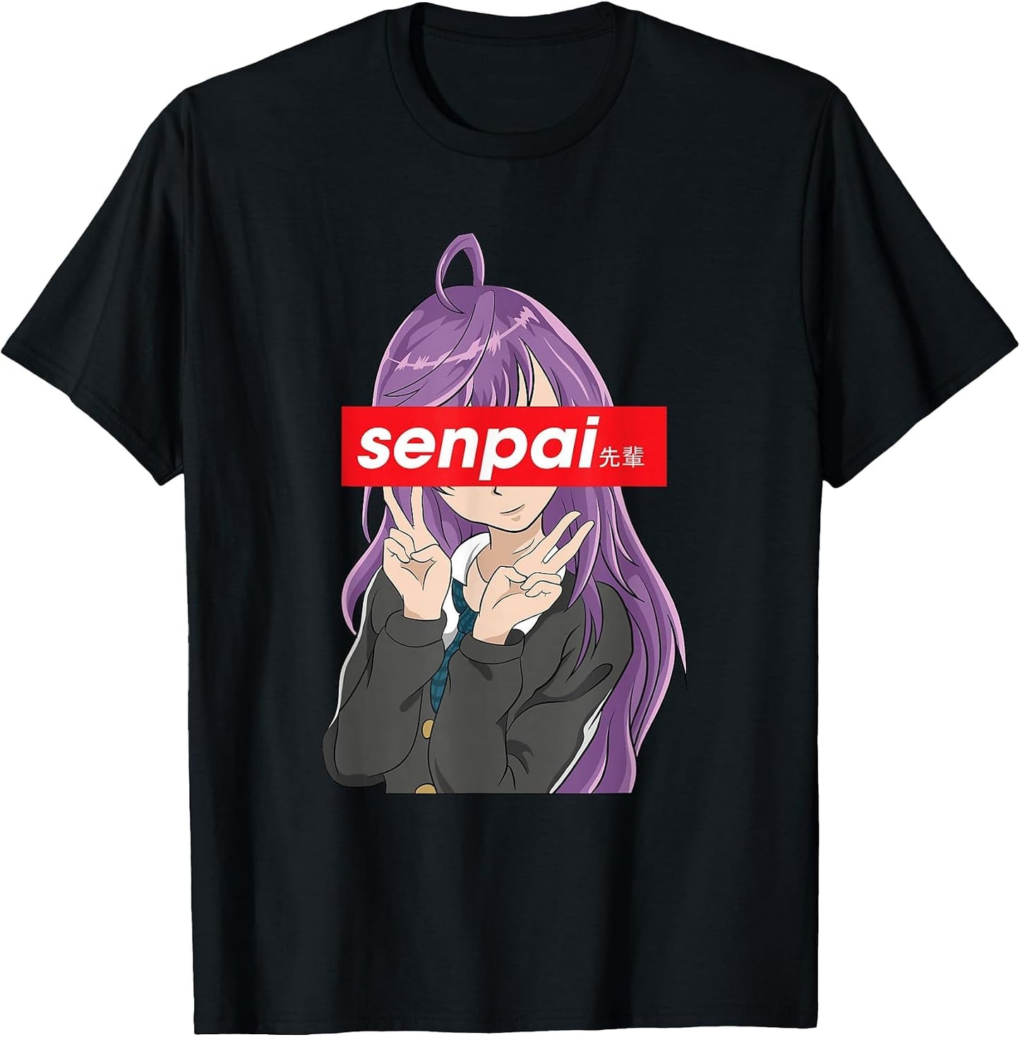 Cute Notice Me Senpai anime girl T-shirt from Awesome School of Anime Shirts, featuring a colorful anime character illustration.