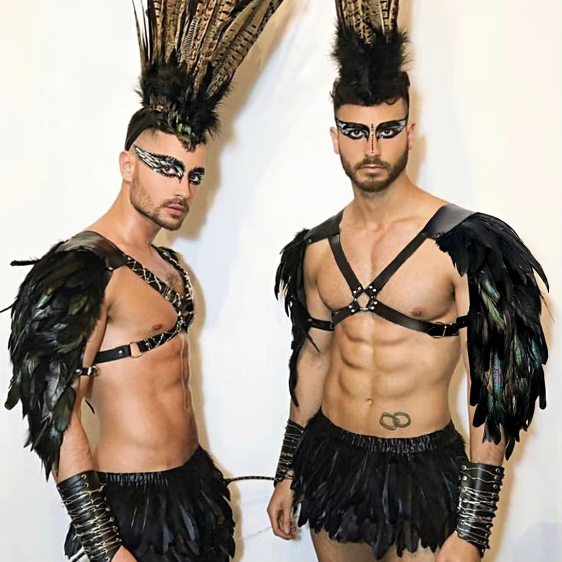 Medieval Leathers Costume Armour Halloween Cosplay Armors Shoulder Armour Feather Double Shoulder Guard Harness