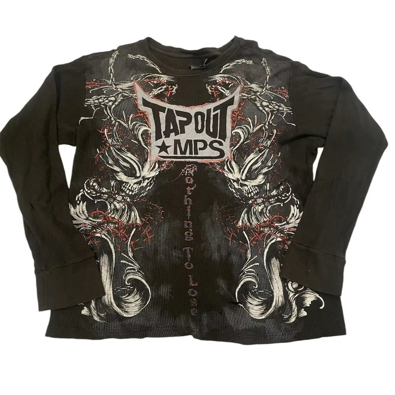 Y2K oversized retro skull graphic long sleeve T-shirt for men and women, featuring goth Harajuku autumn style from PressureDen.
